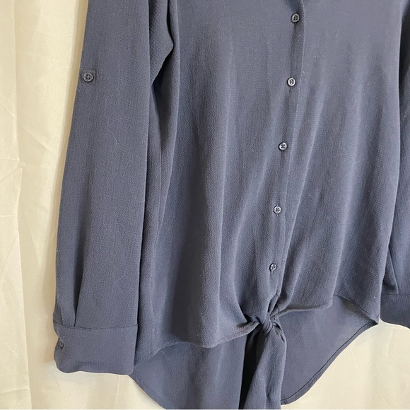 APT 9 Women’s Blue Long Sleeve Button Down Tie Front Size XS - Picture 4 of 12